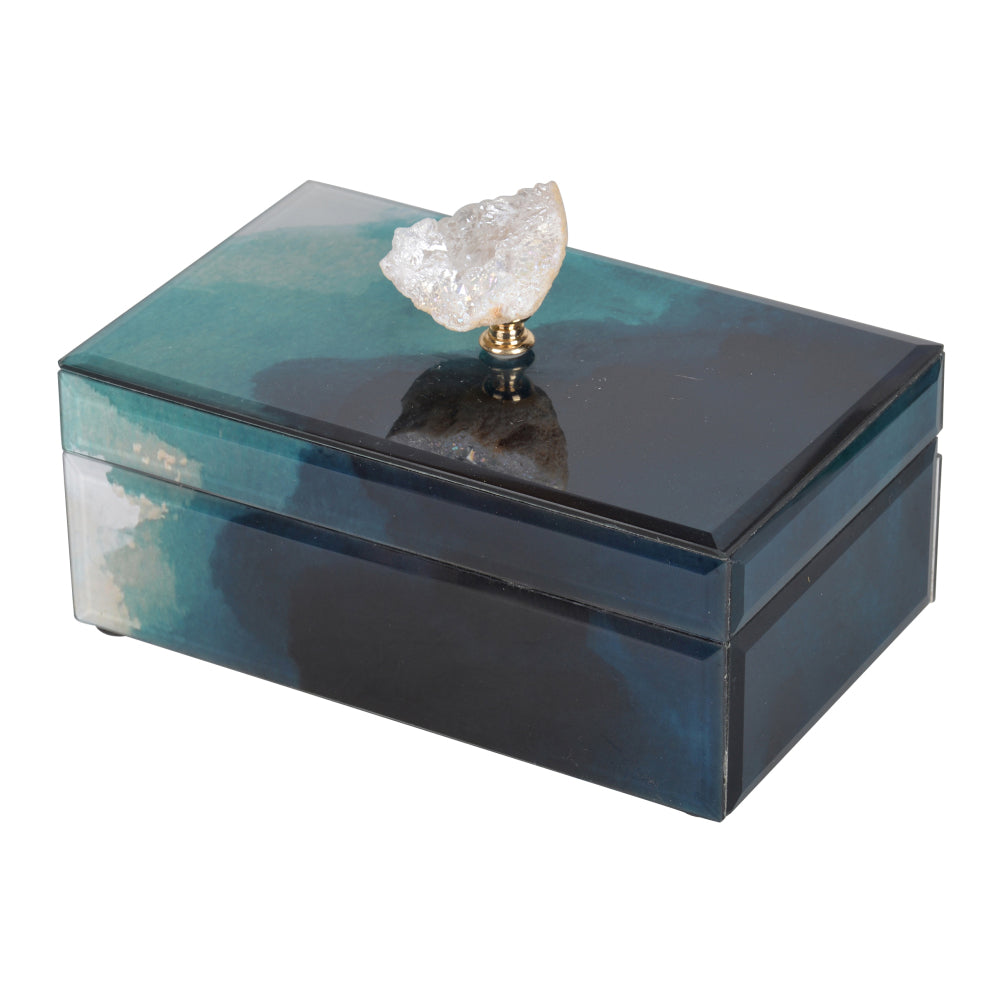 6" x 6" x 5" Bethany Aqua Jewelry Box, Stackable Decorative Storage Boxes With Lids