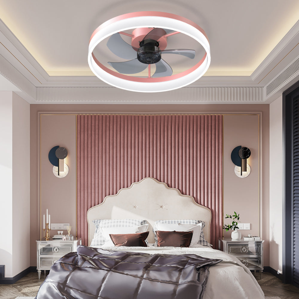Ceiling Fans with Lights Dimmable LED Embedded installation of thin modern ceiling fans(Purple)