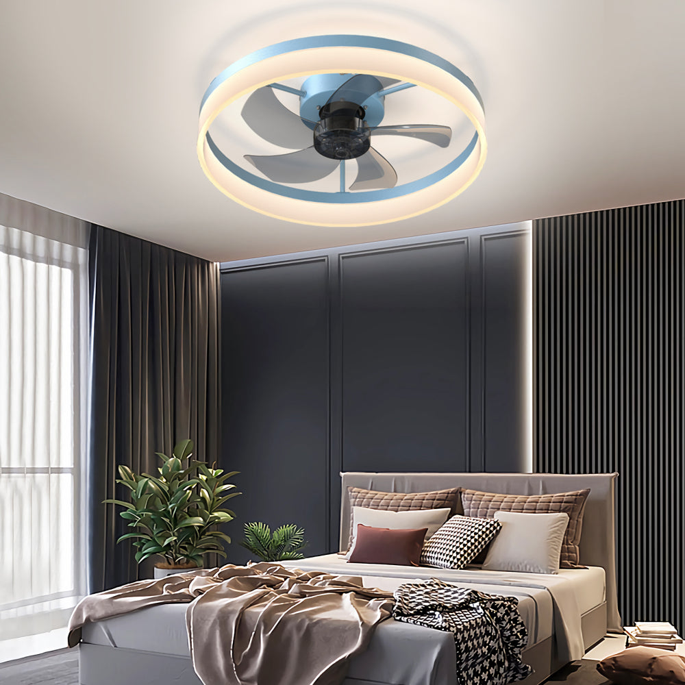 Ceiling Fans with Lights Dimmable LED Embedded installation of thin modern ceiling fans(Pink)