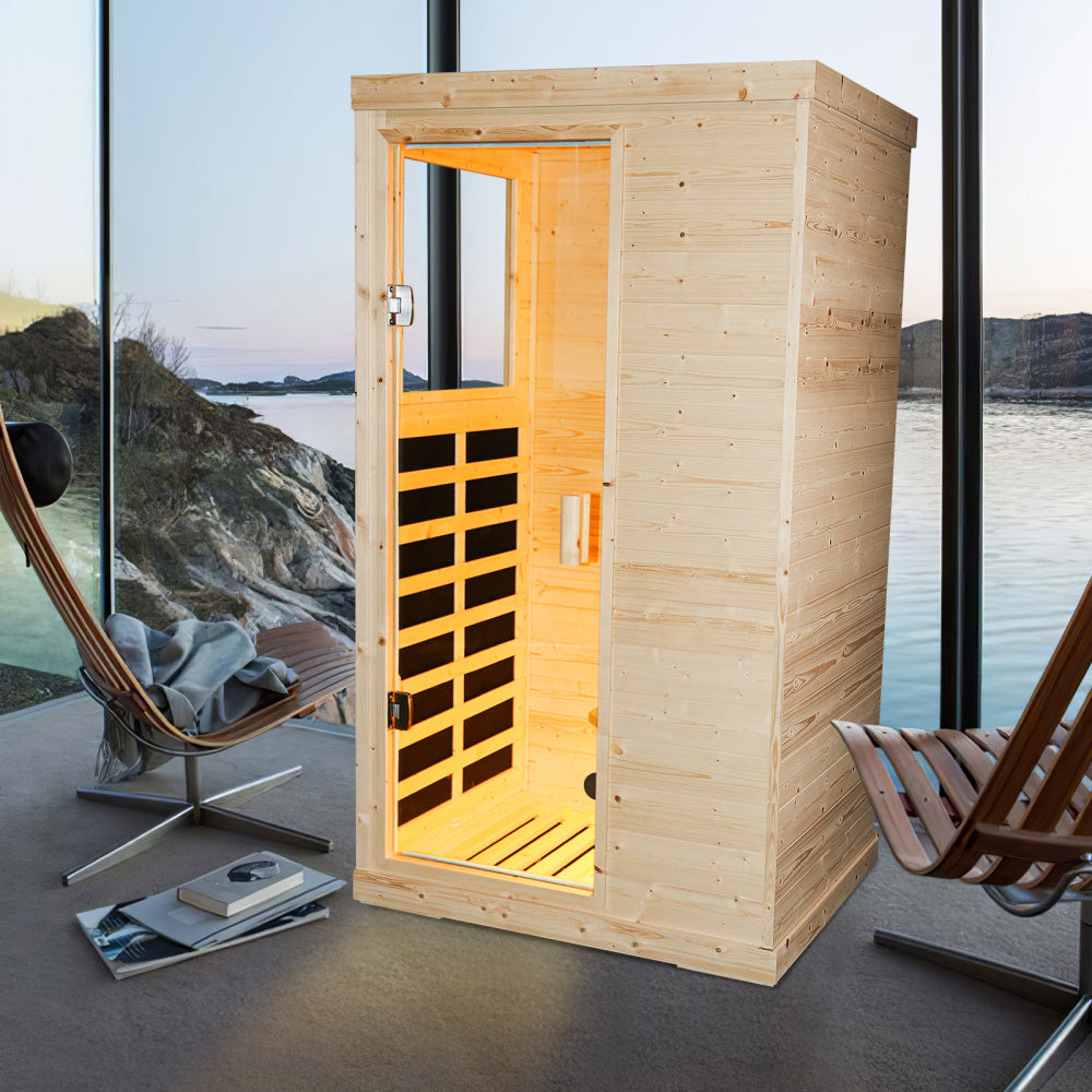 Single person spruce far infrared sauna hair