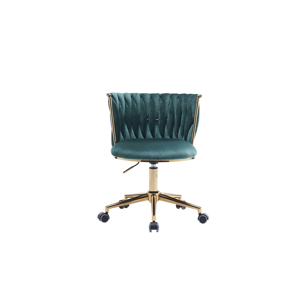 Office Desk Chair, Upholstered Home Office Desk Chairs with Adjustable Swivel Wheels, Ergonomic Office Chair for Living Room, Bedroom, Office, Vanity Study (Emerald)