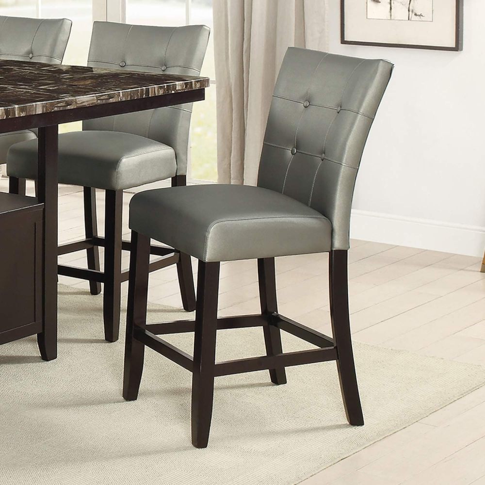 Counter Height 1pc Bench Dining Room Black Faux Leather Cushion Tufted Seat Wooden Base Comfort Seat Kitchen Dining
