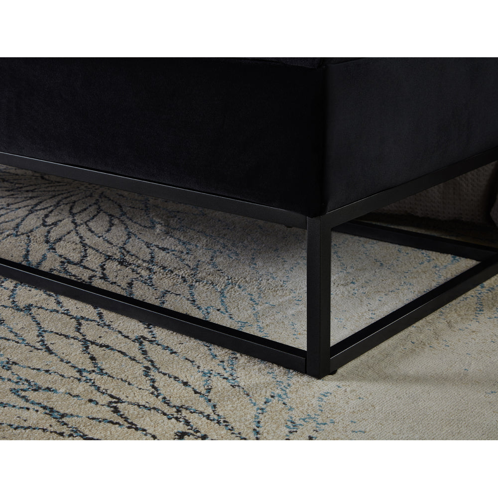 58.6" Bed Bench Metal Base with Storage Black Velvet