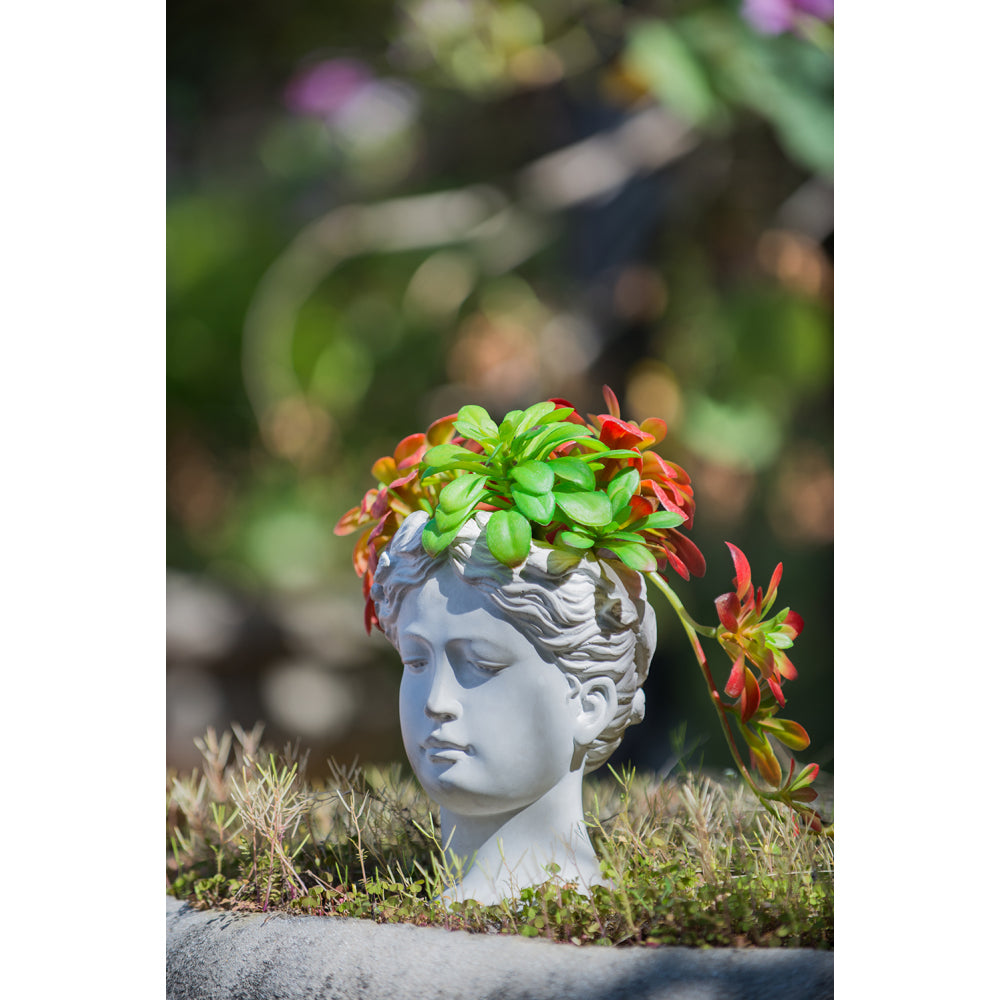 Cement Bust Wall Planter - Indoor Outdoor Home Garden Decor, 8" x 4" x 9"