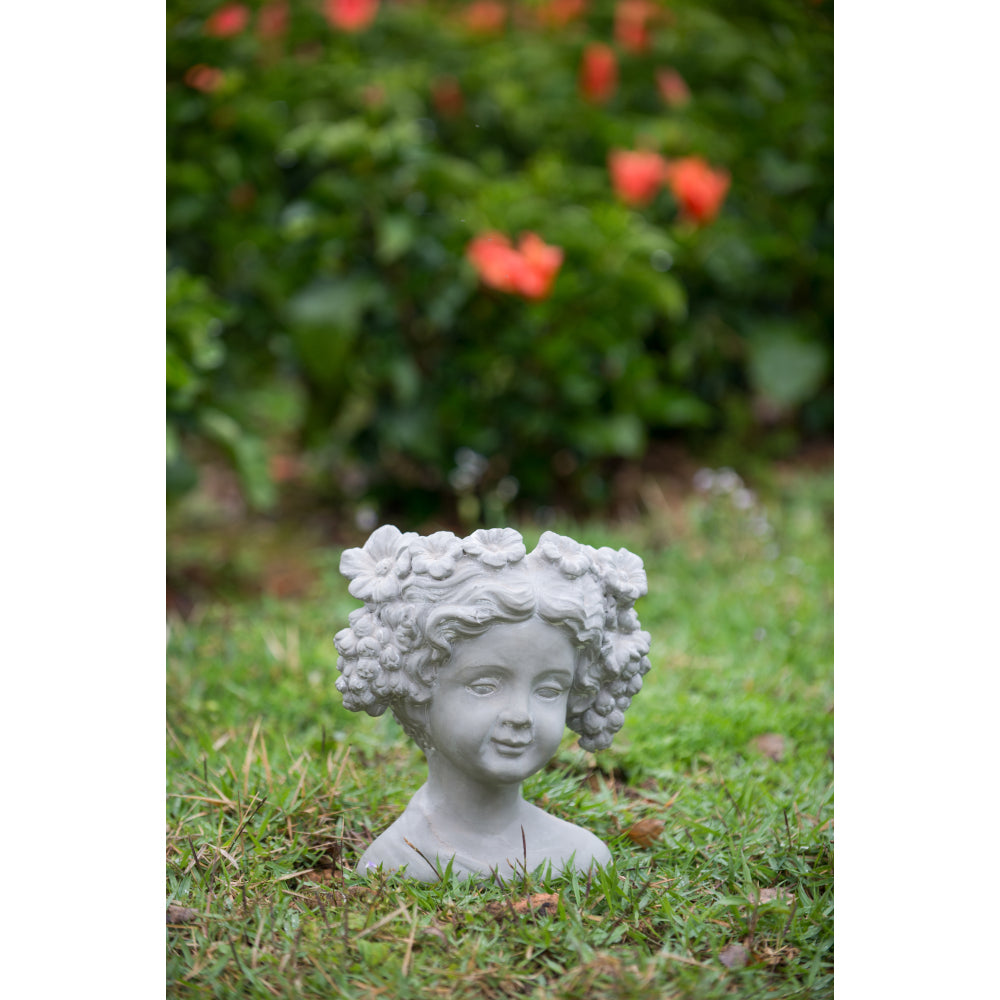 Cement Bust Wall Planter - Indoor Outdoor Home Garden Decor, 8" x 4" x 9"