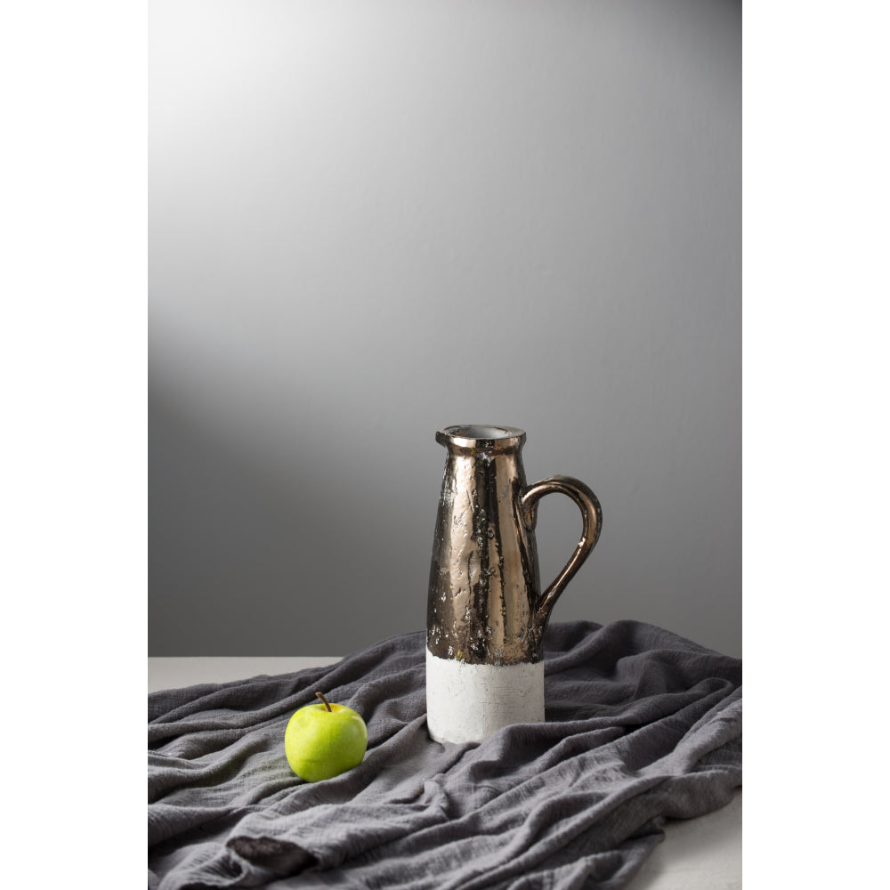 13x13x11" Round Sienna Brown Ceramic Accent Vase