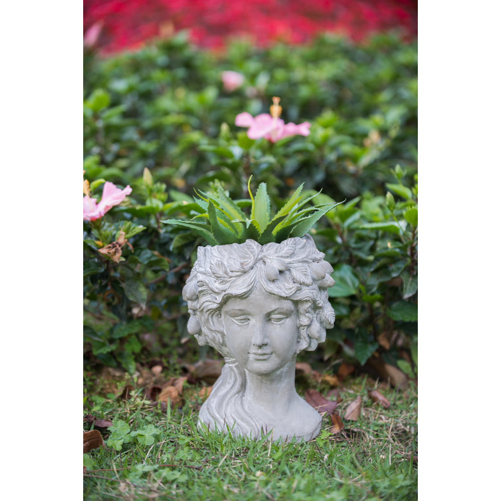 Cement Bust Wall Planter - Indoor Outdoor Home Garden Decor, 8" x 4" x 9"