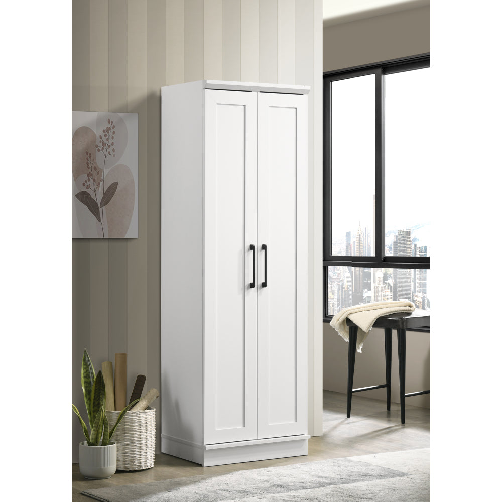 Evelyn 23" White Sleek Storage Cabinet with Framed Panel Design