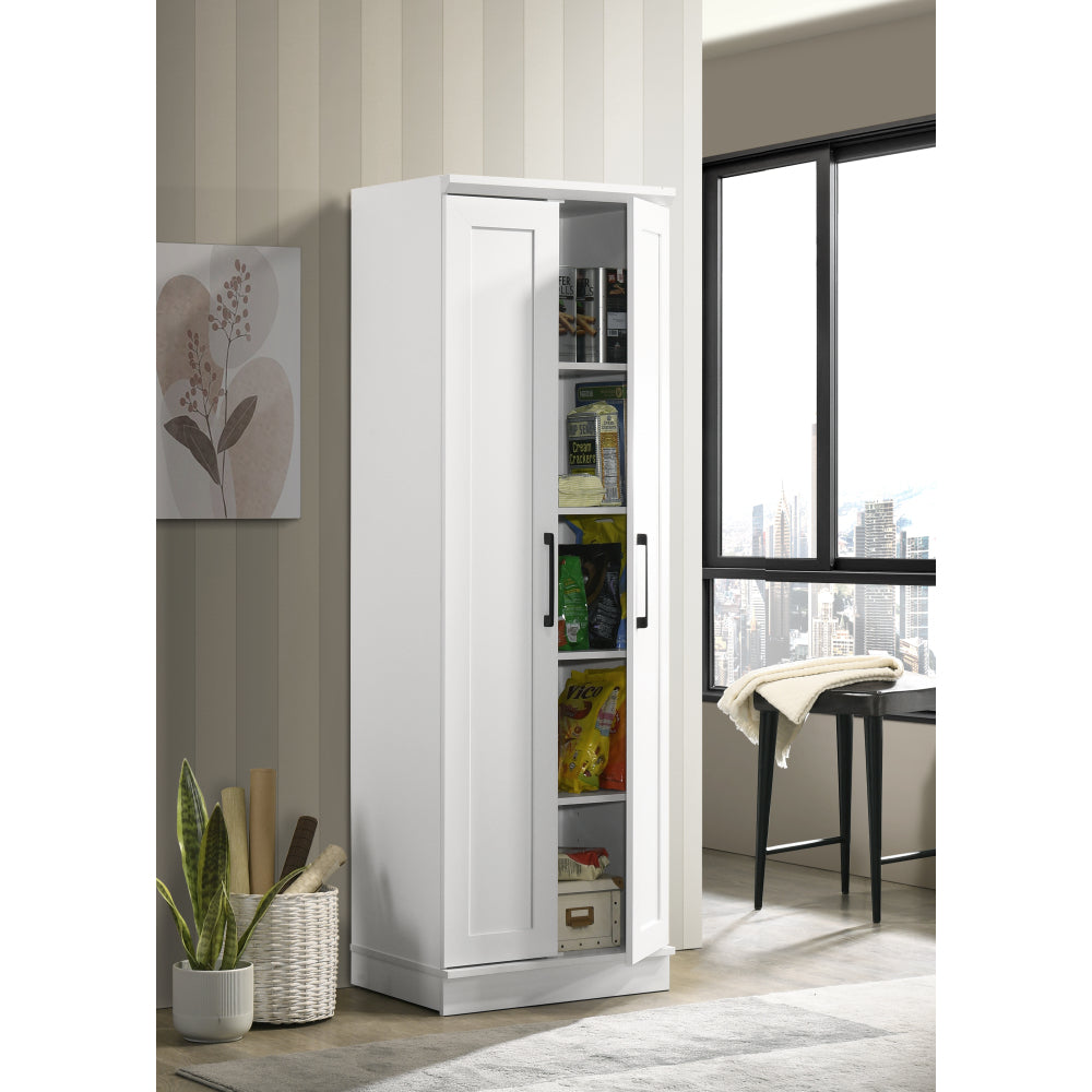 Evelyn 23" White Sleek Storage Cabinet with Framed Panel Design