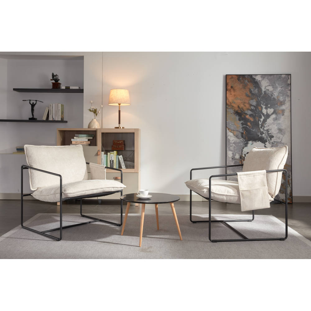 2 Chairs in 1 Box, Upholstered hanging armchair with arm pocket metal frame, crushed foam cushions and skin-friendly braid for living room and bedroom. Dark Gray