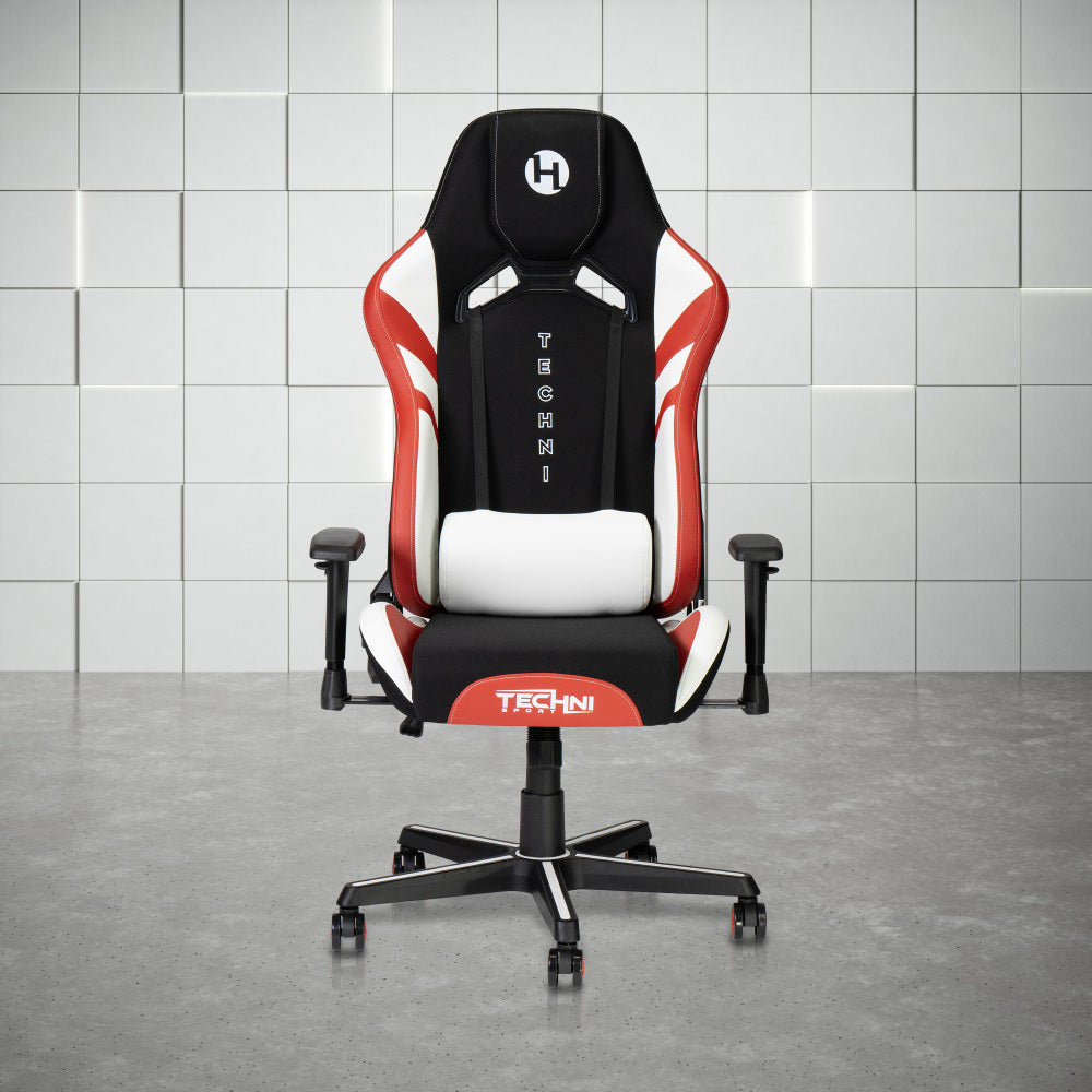 Techni Sport TSF72 Echo Gaming Chair - Black with Red & White