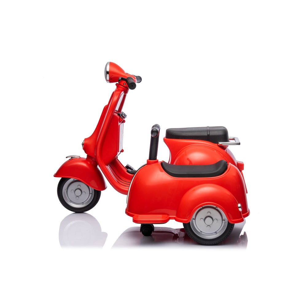 6V LICENSED Vespa Scooter Motorcycle with Side Car for kids, Red