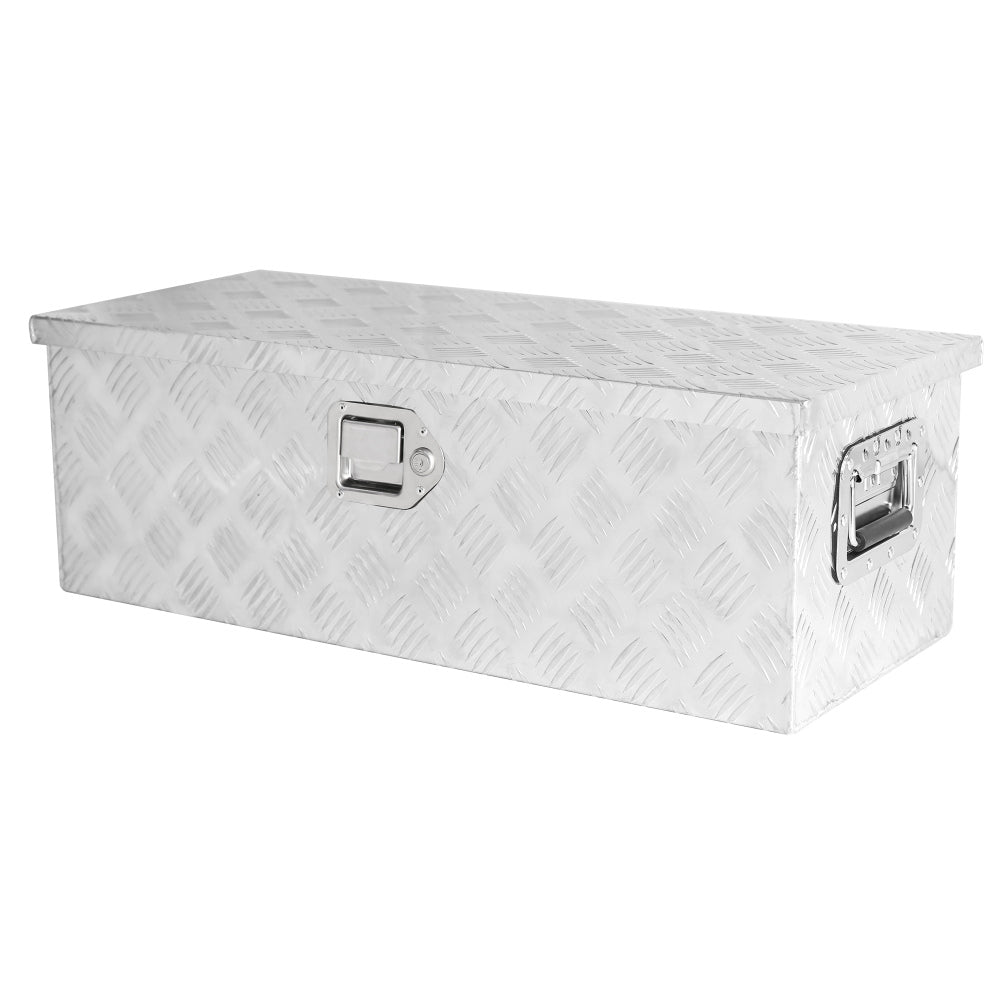 60.2"(L) x 12.2"(W) x 14.4"(H) Pickup Truck Bed Tool Box Trailer Tool Box for Bed of Truck,Aluminum Stripes Toolbox for Truck RV Tralier,Chrome Latch,Black Surface