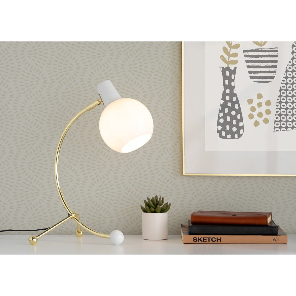 Eileen Contemporary Task Lamp in Gold Metal and White Plastic Shade by LumiSource