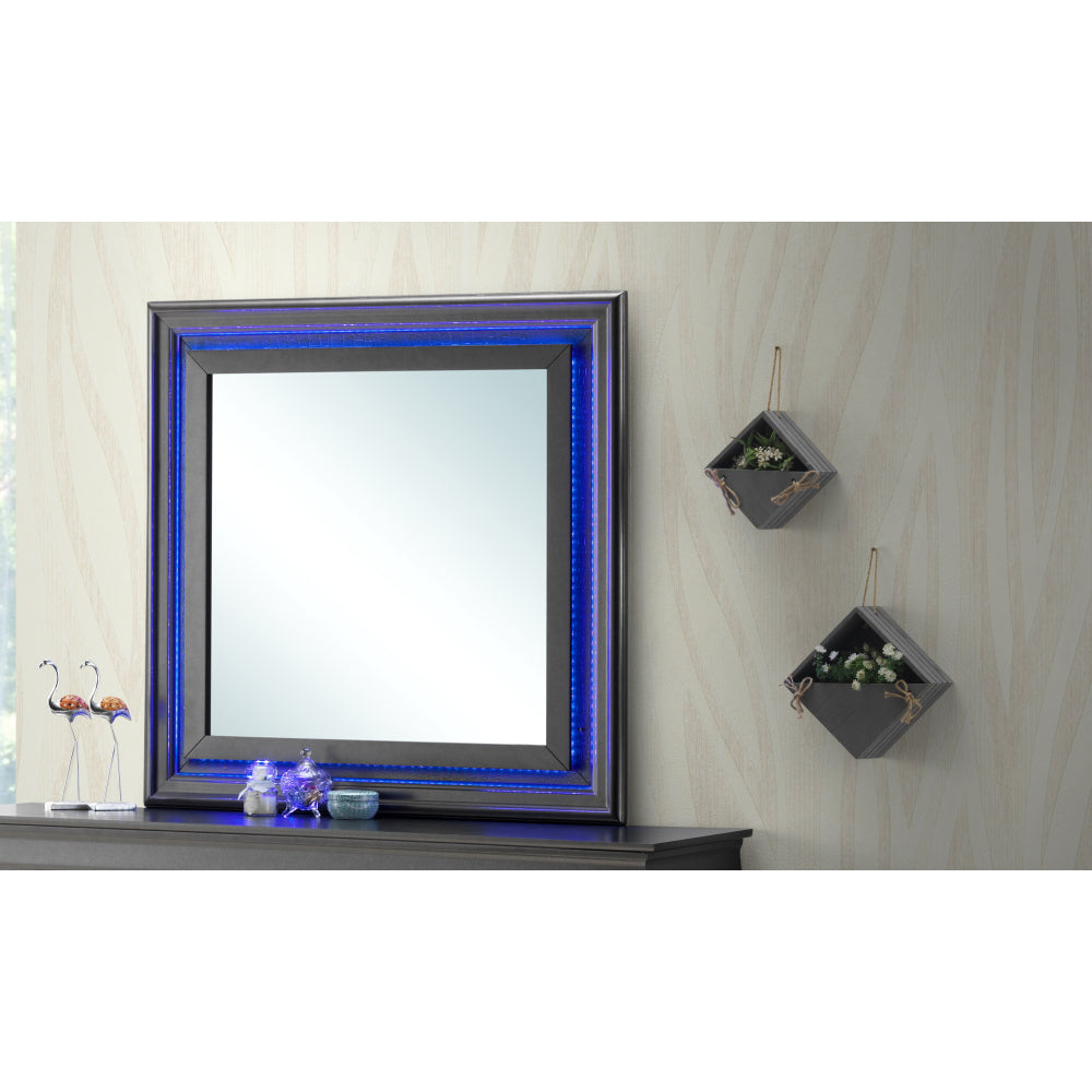 Elegant Transitional Mirror In Metallic Black