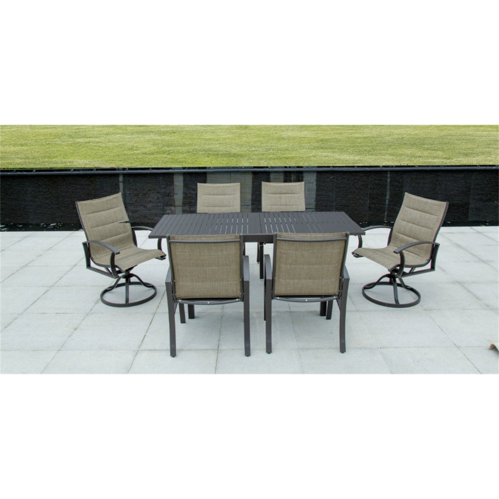 Large Extendable Patio Dining Table, Aluminum Metal Indoor Outdoor 53"- 106" Adjustable for 6-8 Person Rectangular Table for Porch Backyard Balcony Garden (Dark-Brown,1 Table)