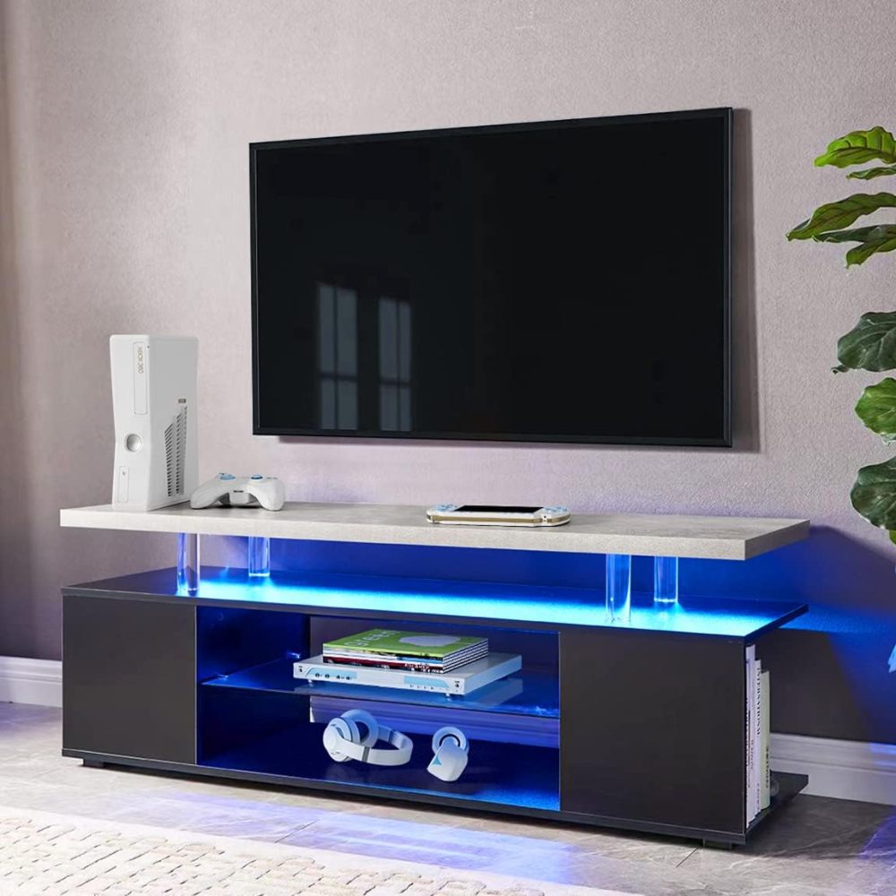 TV Stand for 60 Inch TV LED Gaming Entertainment Center Media Storage Console Table with Large Side Cabinet for Living Room( White)