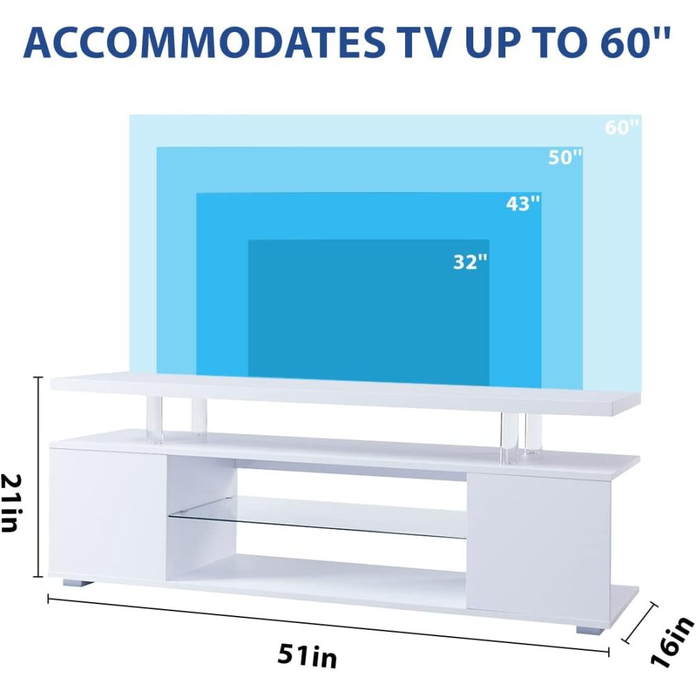 TV Stand for 60 Inch TV LED Gaming Entertainment Center Media Storage Console Table with Large Side Cabinet for Living Room( White)