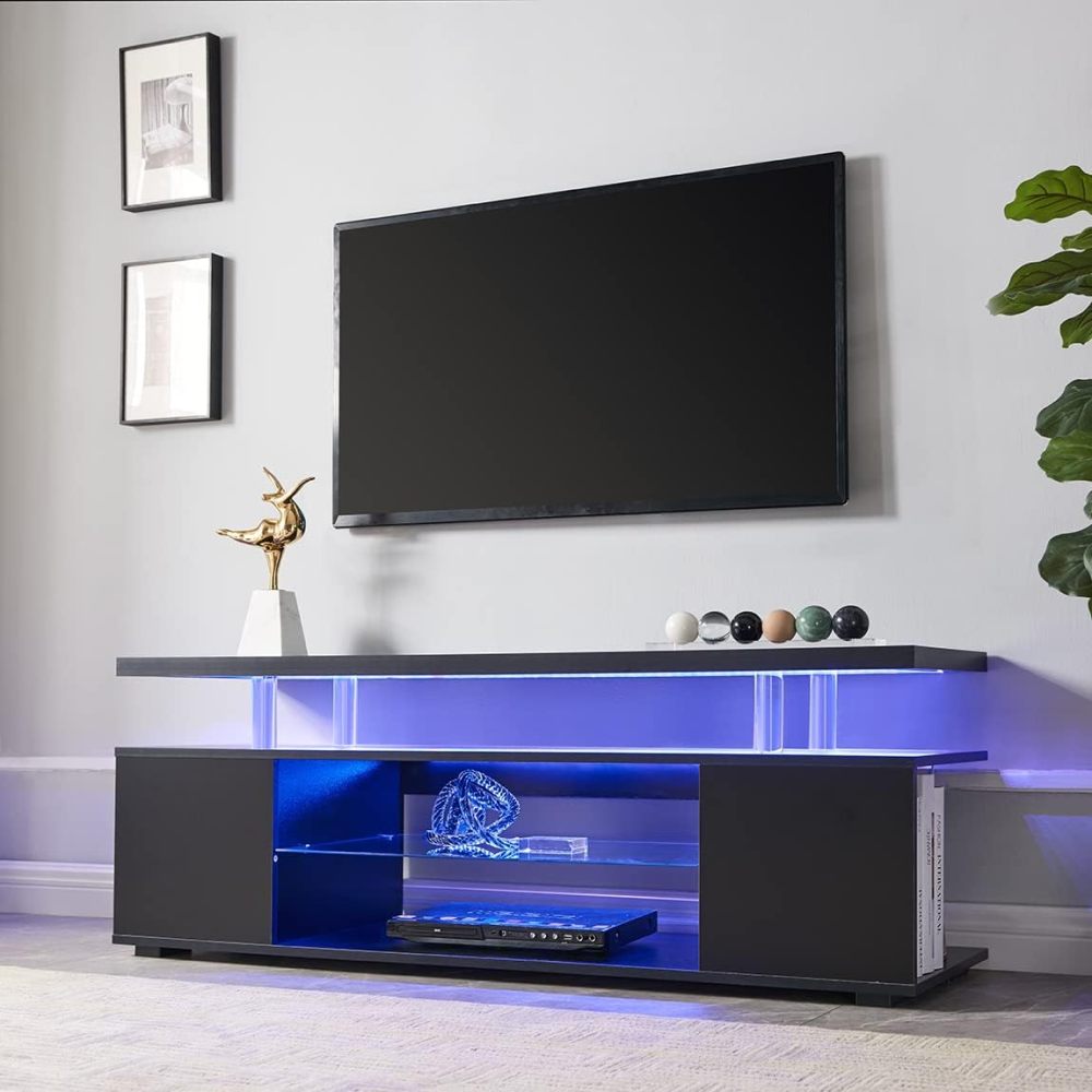 TV Stand for 60 Inch TV LED Gaming Entertainment Center Media Storage Console Table with Large Side Cabinet for Living Room( White)