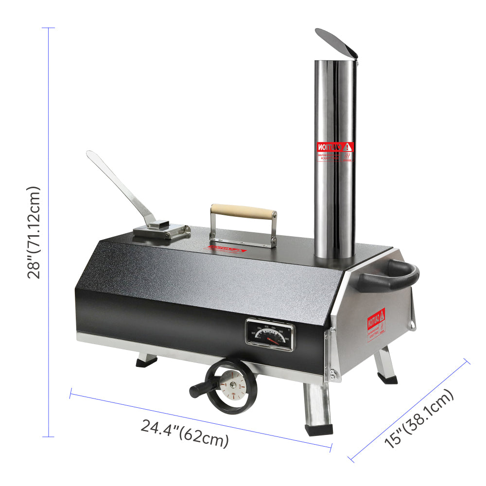 Semi-Automatic Black 12 Outdoor Pizza Oven Portable Wood Fired Pizza Oven Outdoor Cooking Pizza Maker Portable Pizza Oven for Authentic Stone Baked Pizzas