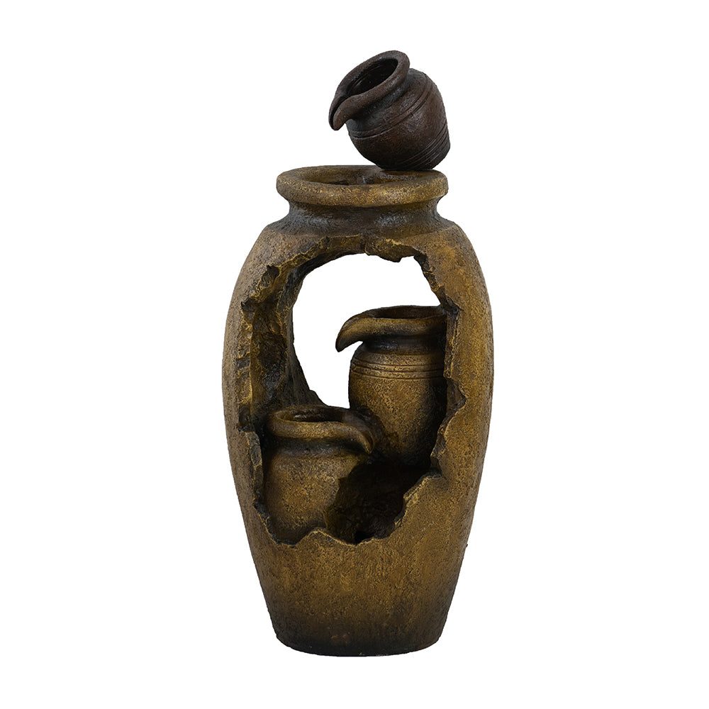 11x13.4x31.5" Rustic Decorative Tree Trunk 5 Tier Water Fountain, with Light and Pump, for Indoor and Outdoor