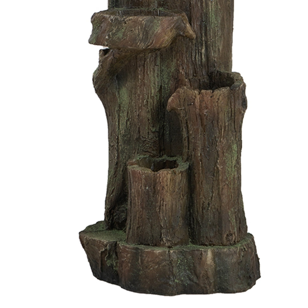 11x13.4x31.5" Rustic Decorative Tree Trunk 5 Tier Water Fountain, with Light and Pump, for Indoor and Outdoor