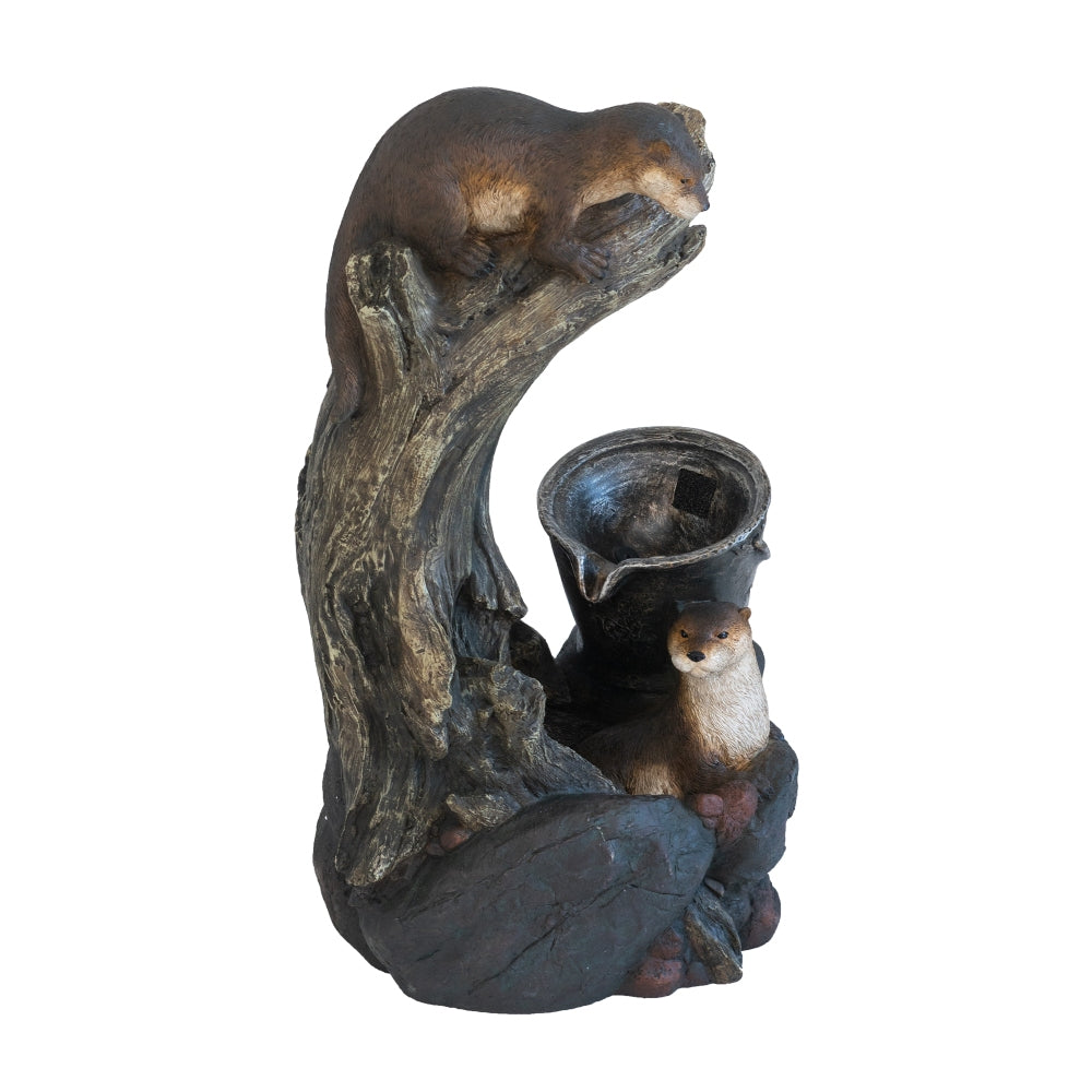 11x13.4x31.5" Rustic Decorative Tree Trunk 5 Tier Water Fountain, with Light and Pump, for Indoor and Outdoor