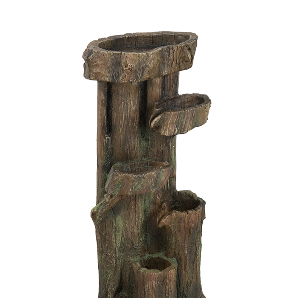 11x13.4x31.5" Rustic Decorative Tree Trunk 5 Tier Water Fountain, with Light and Pump, for Indoor and Outdoor