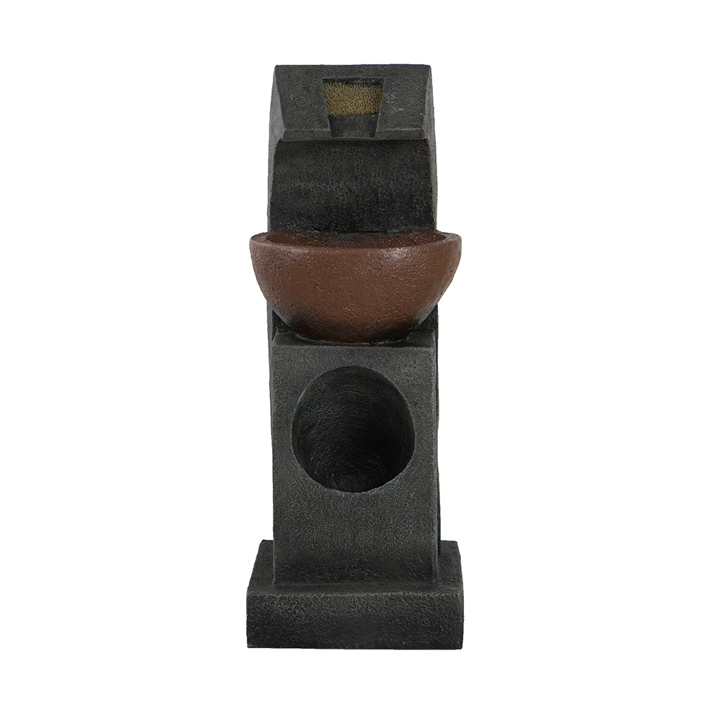 21.7x21.7x34.3" Cement Round Water Fountain with Light and Pump