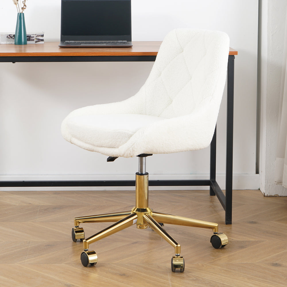 Modern teddy fleece fabric with chrome legs living room furniture dining chair, soft and comfortable, lift adjustment, free movement convenient, space saving. (set of 1)