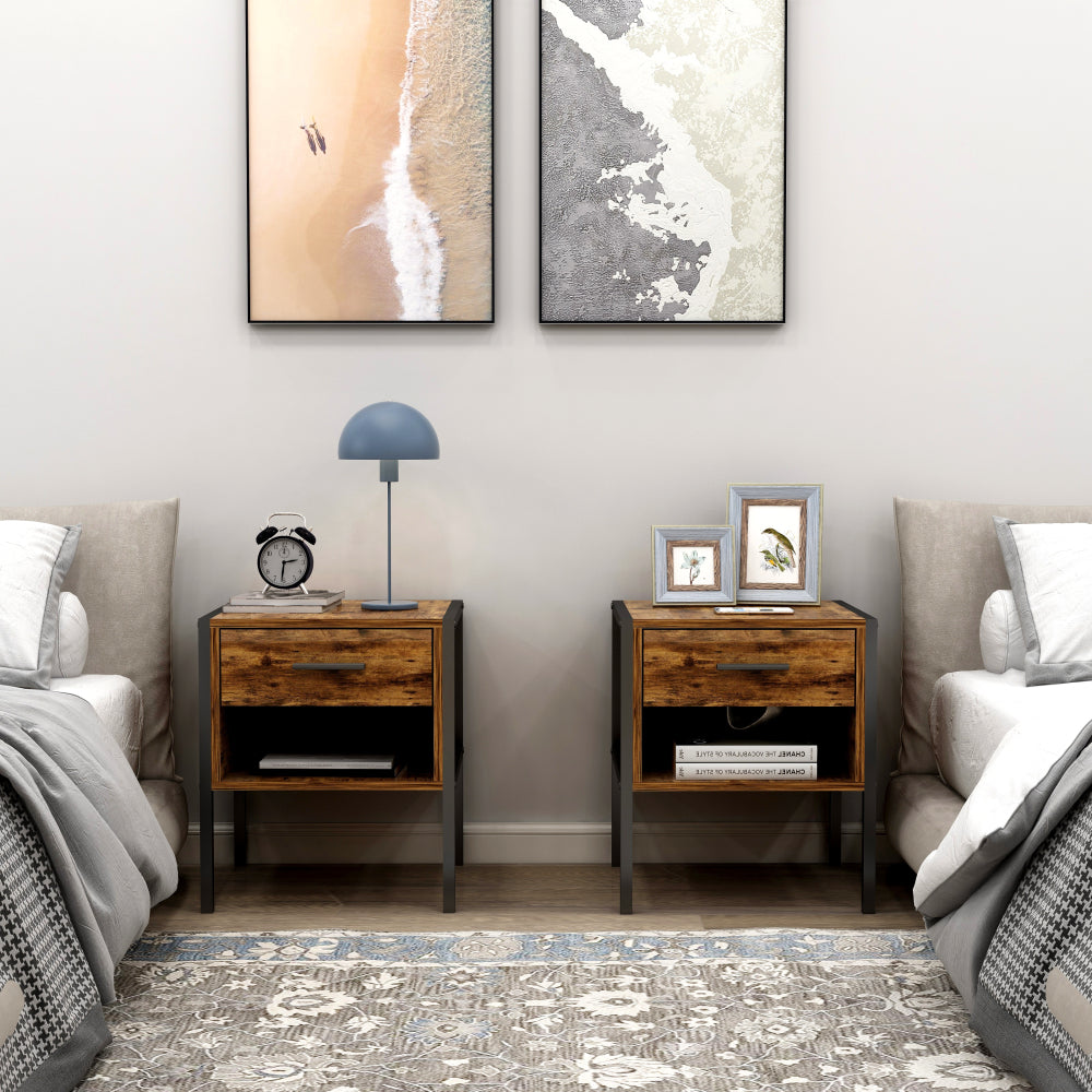Industrial Style 4 Drawer Dresser,Rustic Brown Wood Storage Dresser Clothes Organizer with Sturdy Steel Frame, Chest with 4 Drawer, Storage Cabinet for Bedroom, Living Room
