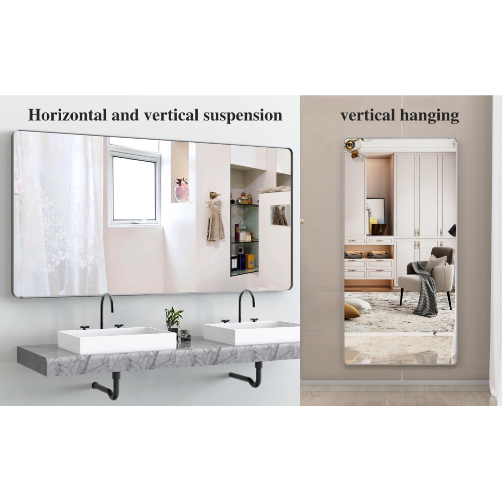 36x24 inches Modern Black Bathroom Mirror with Aluminum Frame Vertical or Horizontal Hanging Decorative Wall Mirrors for Living Room Bedroom
