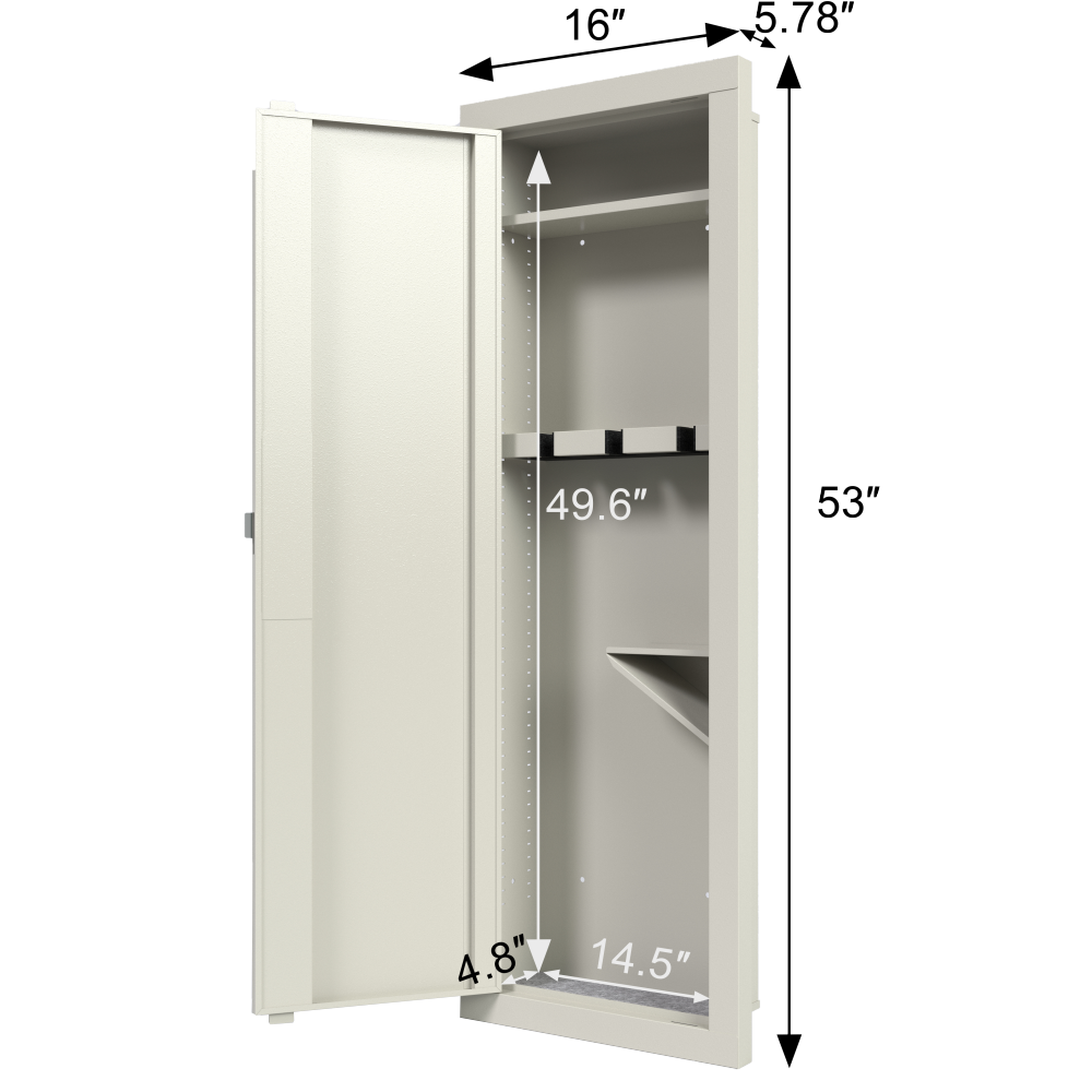 Wall Gun Safe, Gun Safes for Home, Gun Safes & Cabinets, Wall Safes Between The Studs, Quick-Access Rifle Safe with Removable Shelf and Digital Keypad(White)