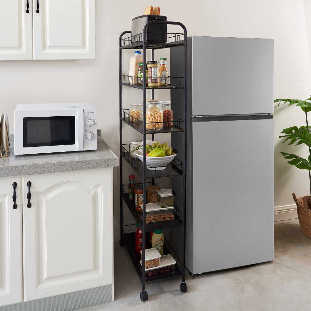 6-Tier Rolling Cart Gap Kitchen Slim Slide Out Storage Tower Rack with Wheels,6 Baskets,Kitchen,Bathroom Laundry Narrow Piaces Utility cart