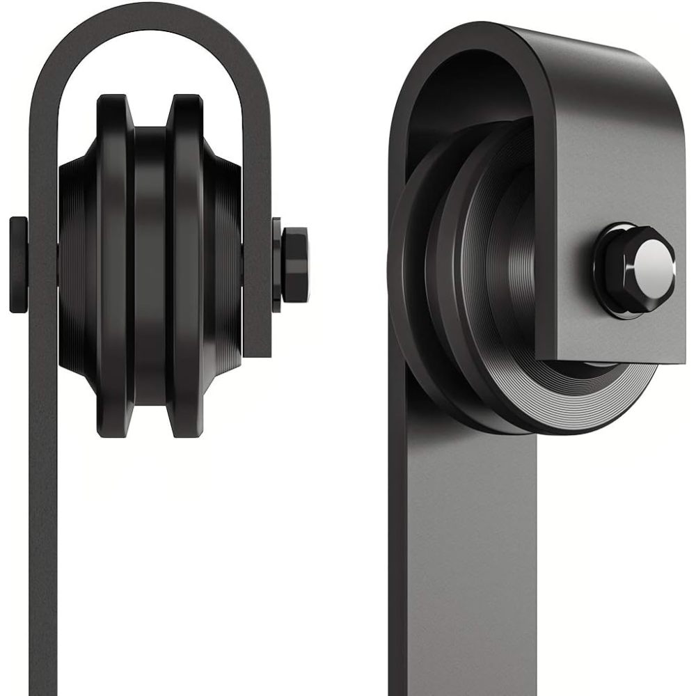 CRAZY ELF 6.6FT Heavy Duty Sturdy Sliding Barn Door Hardware + Adjustable Floor Guide Wall Mount Roller + Pull Handle, J Shape Hangers, Smoothly and Quietly, Easy to Install, Fit 24"-36" Width Door.