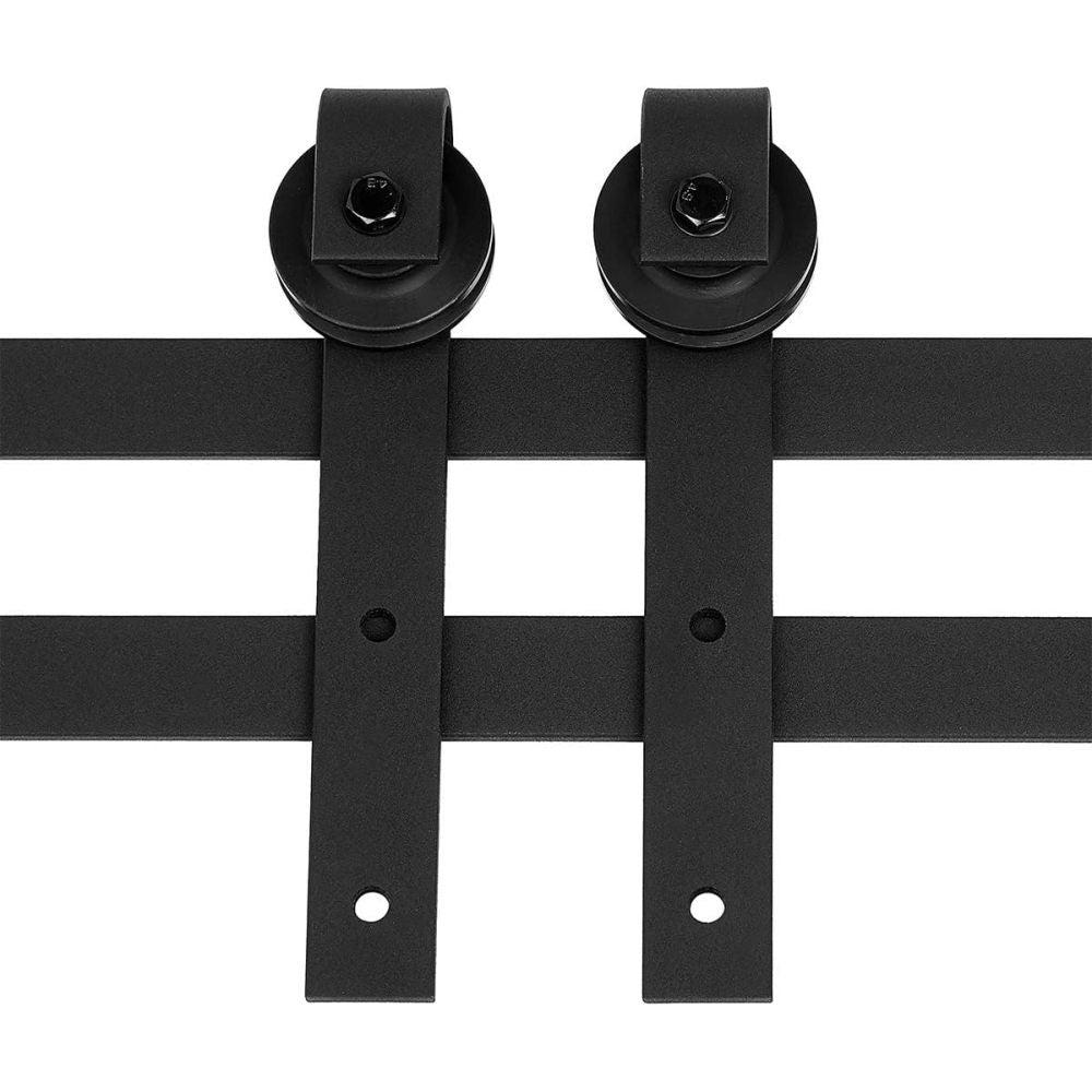 CRAZY ELF 6.6FT Heavy Duty Sturdy Sliding Barn Door Hardware + Adjustable Floor Guide Wall Mount Roller + Pull Handle, J Shape Hangers, Smoothly and Quietly, Easy to Install, Fit 24"-36" Width Door.