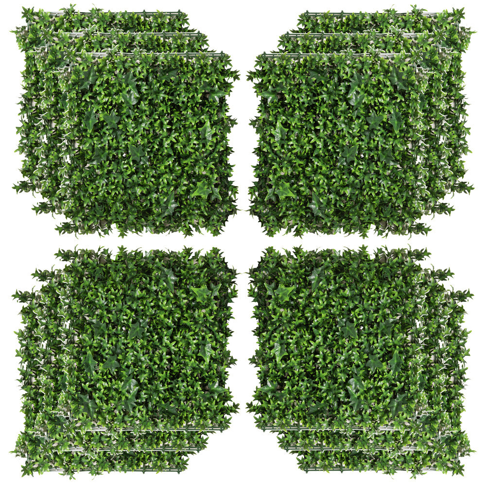 Artificial Grass Wall Panel Backdrop, 12 20" x 20" Boxwood UV Protection Privacy Coverage Panels for Indoor & Outdoor Decor, Wall & Fence Covering, Sweet Potato, Green