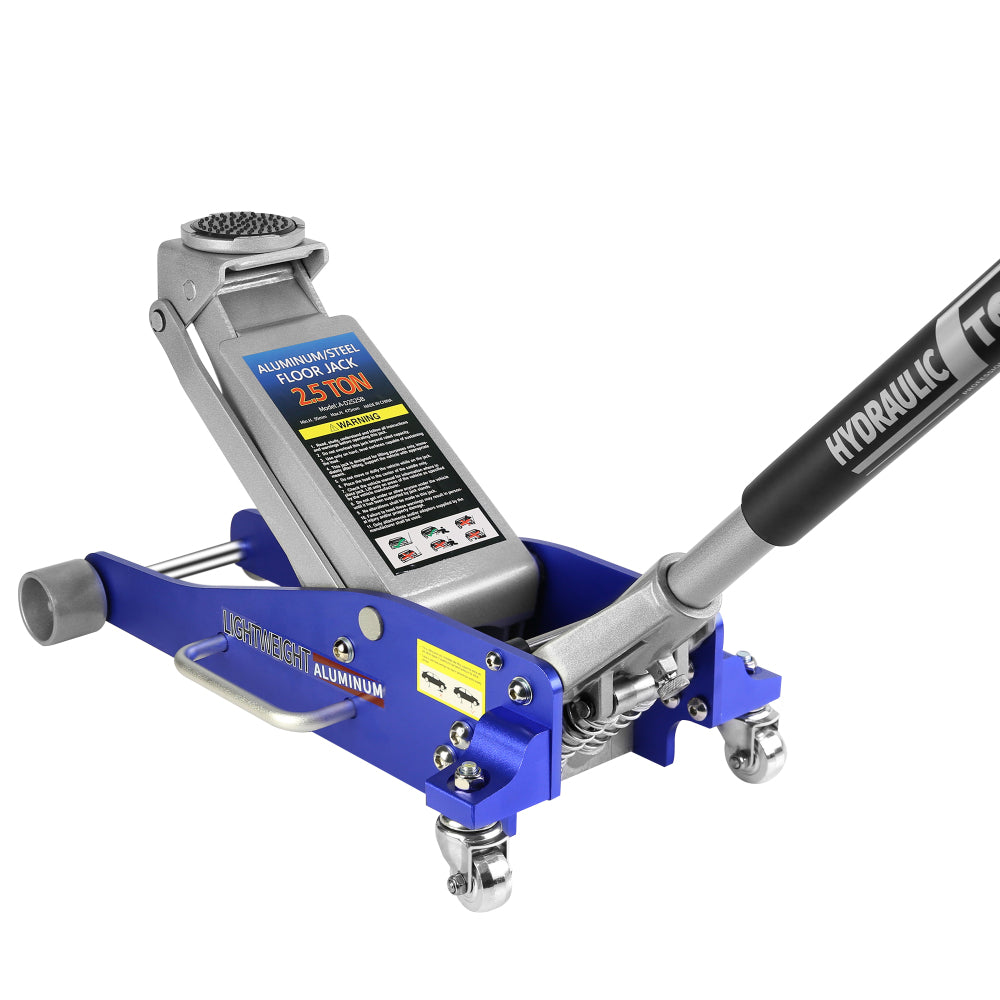 Hydraulic Low Profile Aluminum and Steel Racing Floor Jack with Dual Piston Quick Lift Pump, 1.5 Ton (3,000 lb) Capacity, Blue