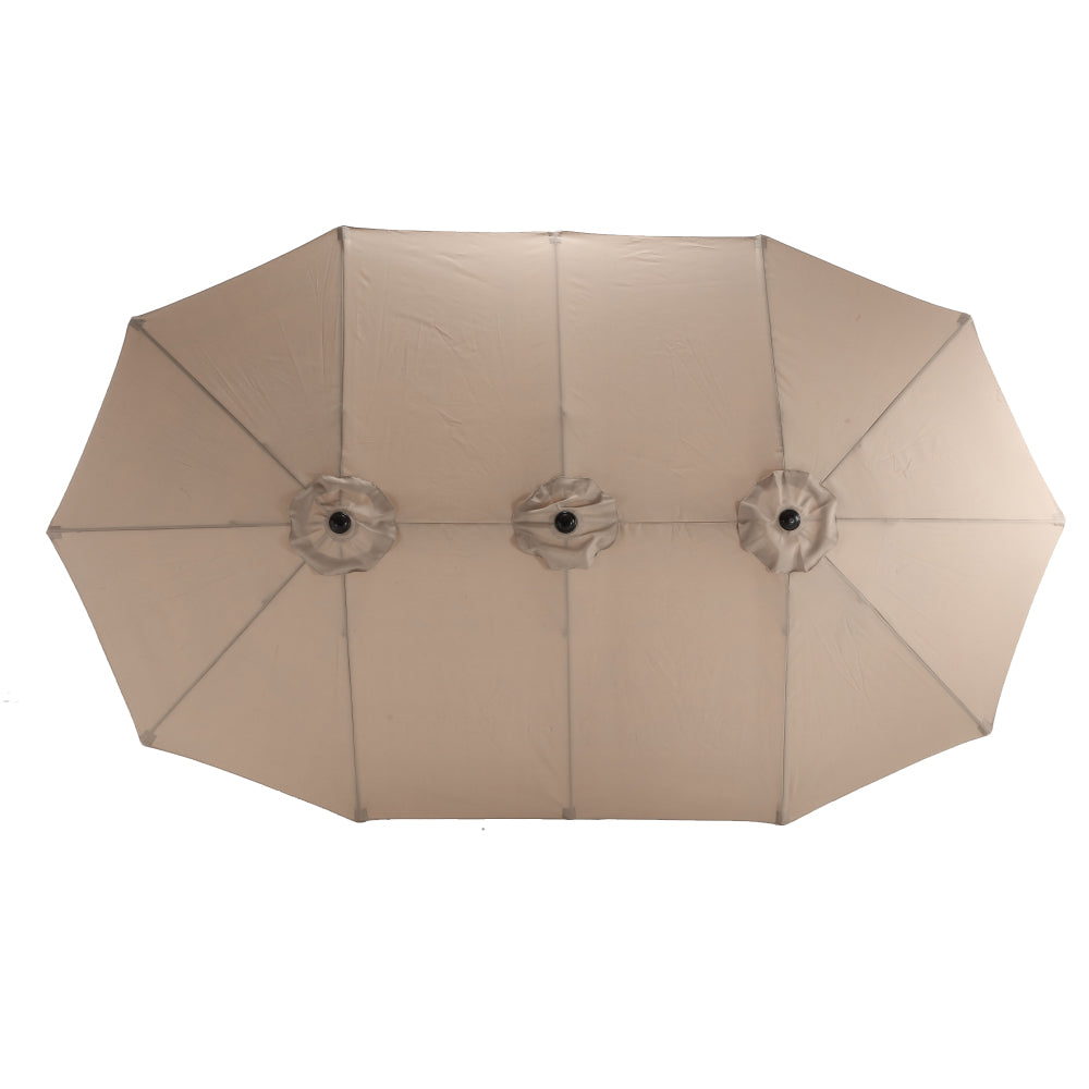 14.8 Ft Double Sided Outdoor Umbrella Rectangular Large with Crank ( khaki )(No Base)