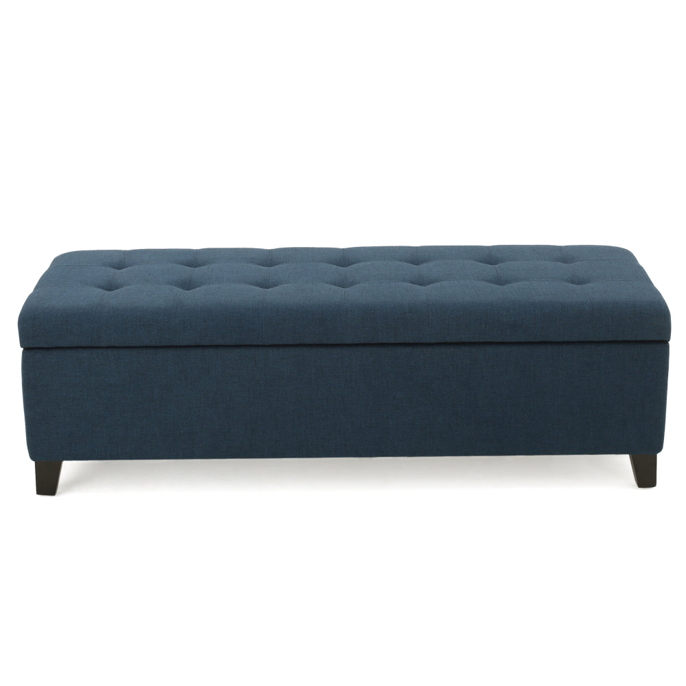 Upholstered Storage Ottoman Bench, Entryway Bench, End of Bed Bench, Ottoman Foot Rest for Living Room Bedroom, Navy Blue 50.75" Length