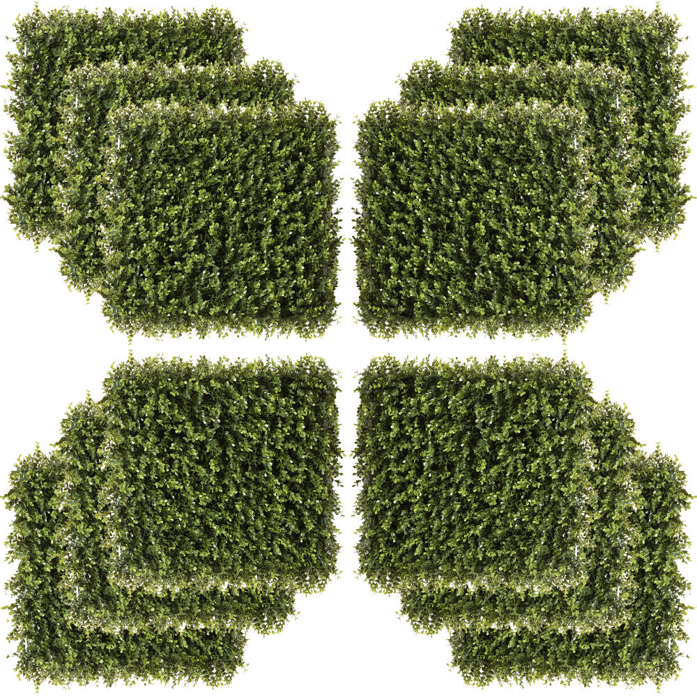 Artificial Grass Wall Panel Backdrop, 12 20" x 20" Boxwood UV Protection Privacy Coverage Panels for Indoor & Outdoor Decor, Wall & Fence Covering, Green