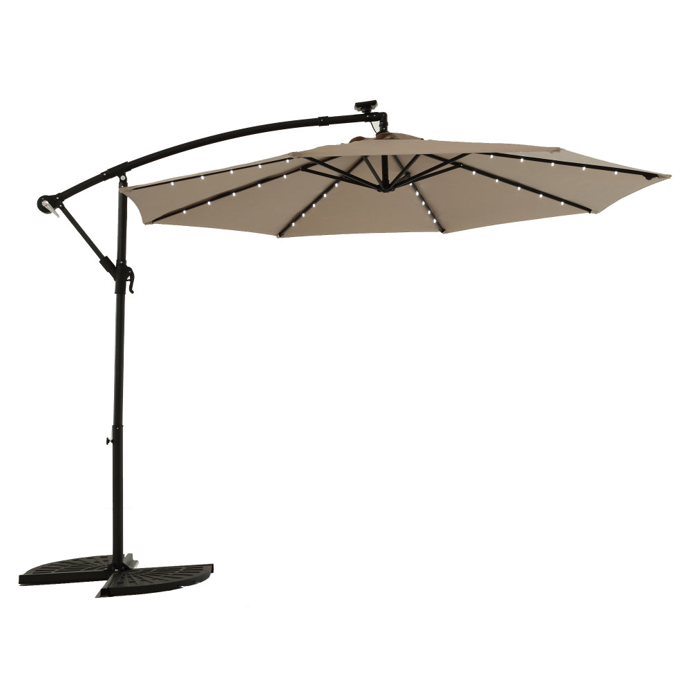 10ft Solar LED Offset Hanging Market Patio Umbrella  (Navy blue )(No Base)