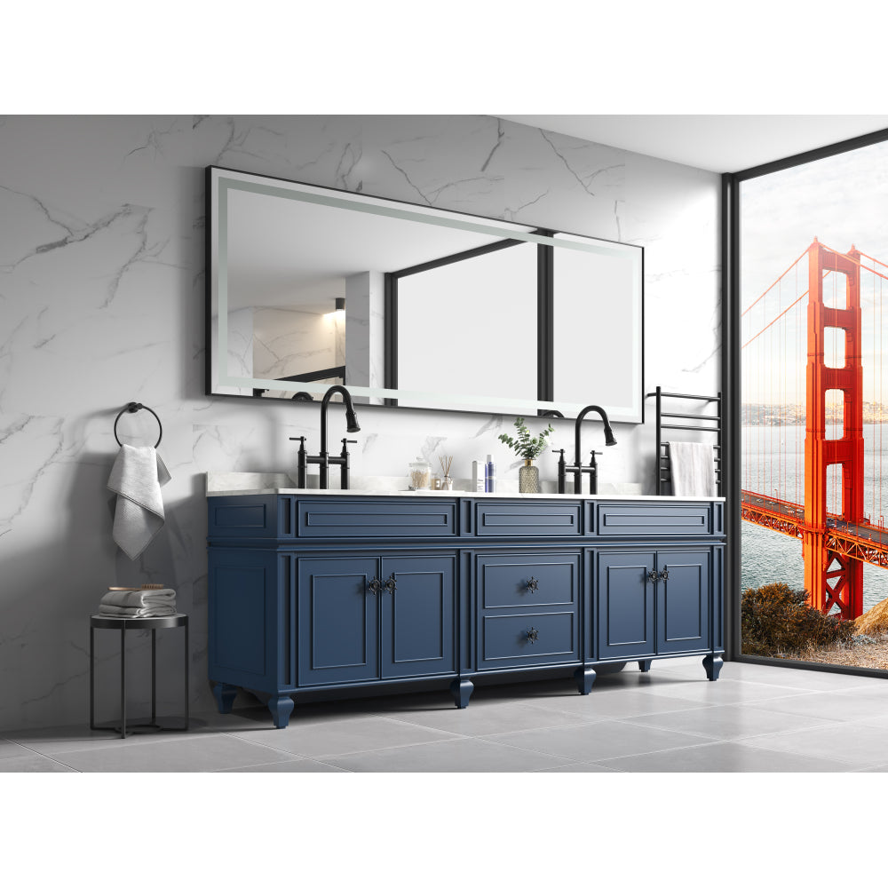 96*36 in bathroom  led mirror is multi-functional and each function is controlled by a smart touch button.