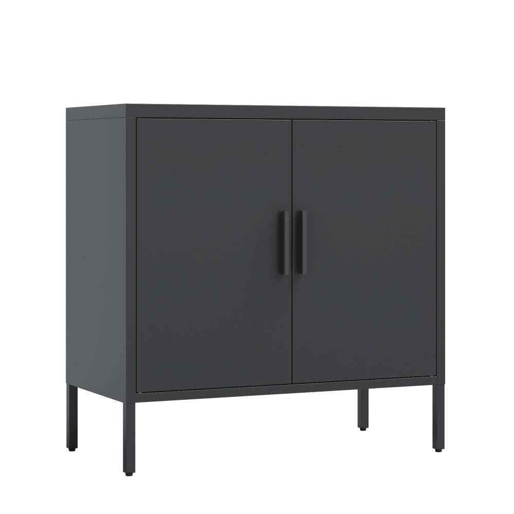 NO LOCK, Metal Storage Cabinet with 2 Doors and 2 Adjustable Shelves, Steel Storage Cabinet, Metal File Cabinet for Home Office School Gym, White