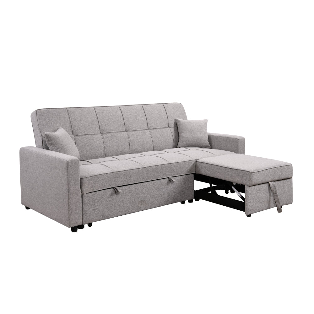 83" Oversized Upholstered Sofa Bed W/Pull Out Couch Bed & Adjustable Backrest,3 Seaters Sofa & Couch Convertible Sleep Sofabed for Home Apartment Living Room,Light Gray
