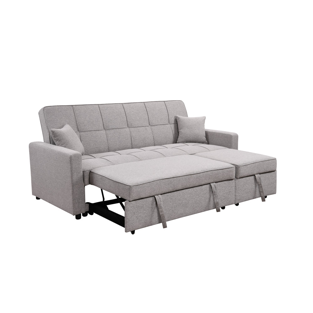 83" Oversized Upholstered Sofa Bed W/Pull Out Couch Bed & Adjustable Backrest,3 Seaters Sofa & Couch Convertible Sleep Sofabed for Home Apartment Living Room,Light Gray
