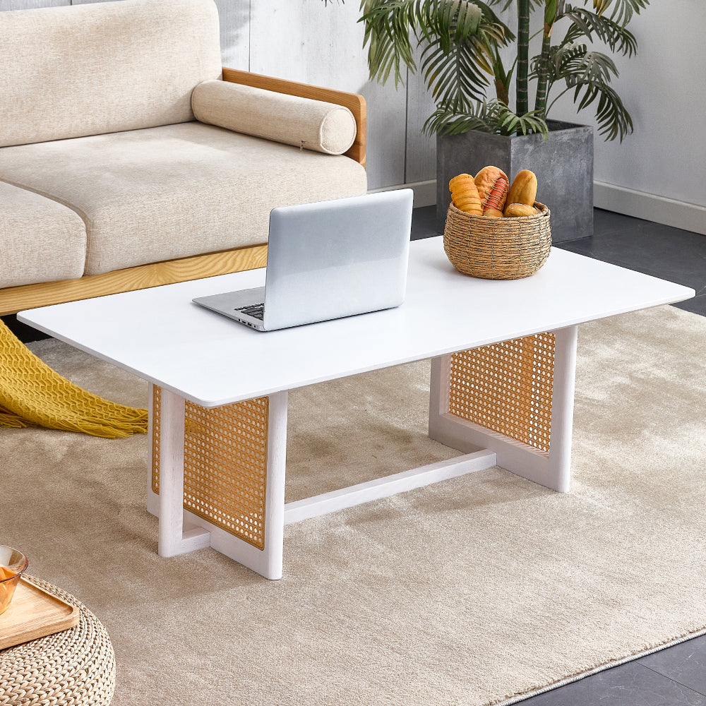 Chinese style log wind Imitation rattan tea table rectangular solid wood coffee  table small family living room tea table