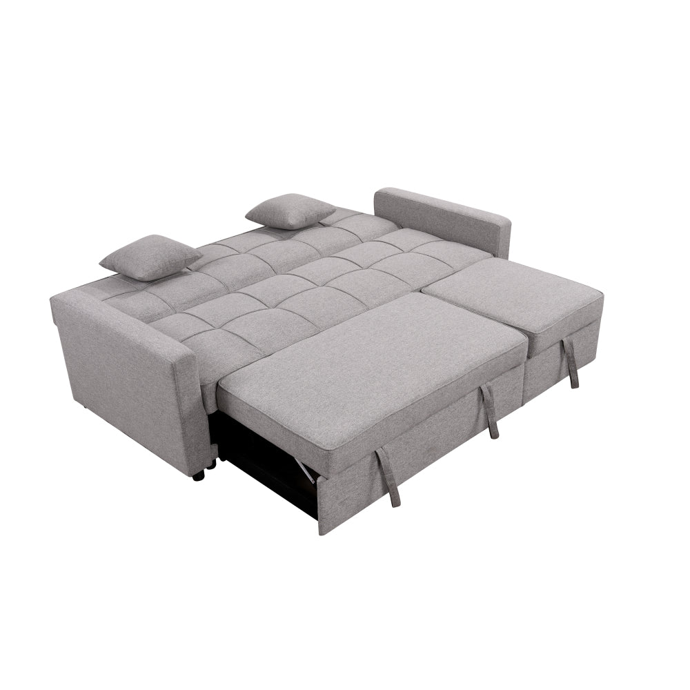 83" Oversized Upholstered Sofa Bed W/Pull Out Couch Bed & Adjustable Backrest,3 Seaters Sofa & Couch Convertible Sleep Sofabed for Home Apartment Living Room,Light Gray
