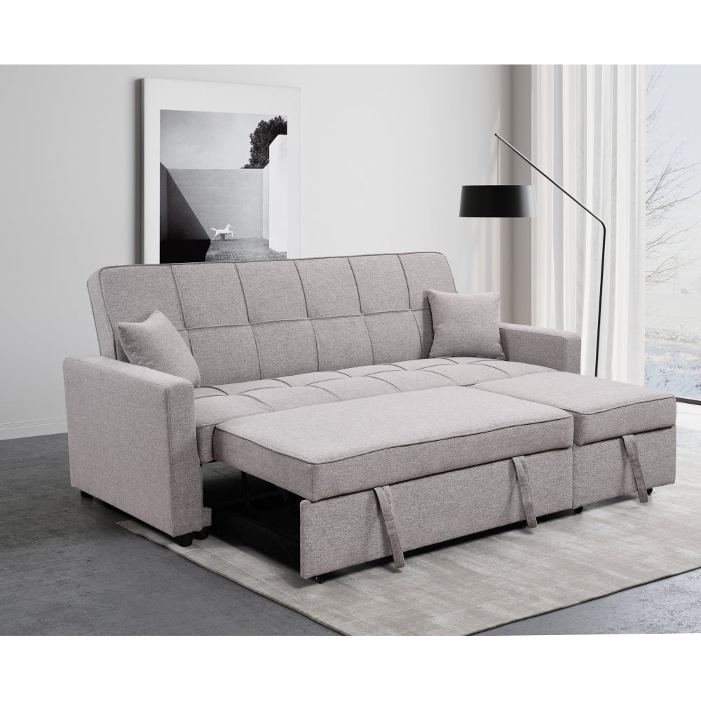 83" Oversized Upholstered Sofa Bed W/Pull Out Couch Bed & Adjustable Backrest,3 Seaters Sofa & Couch Convertible Sleep Sofabed for Home Apartment Living Room,Light Gray