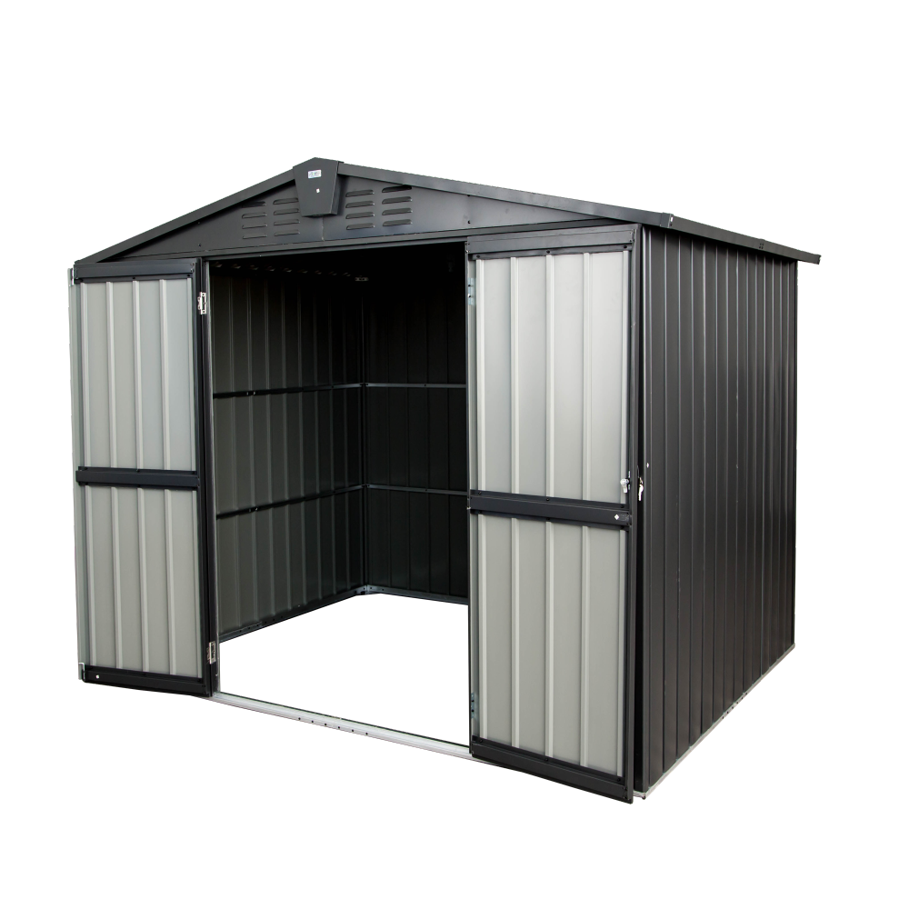 Backyard Storage Shed 11' x 12.5' with Galvanized Steel Frame & Windows, Outdoor Garden Shed Metal Utility Tool Storage Room with Lockable Door for Patio(Dark Gray)